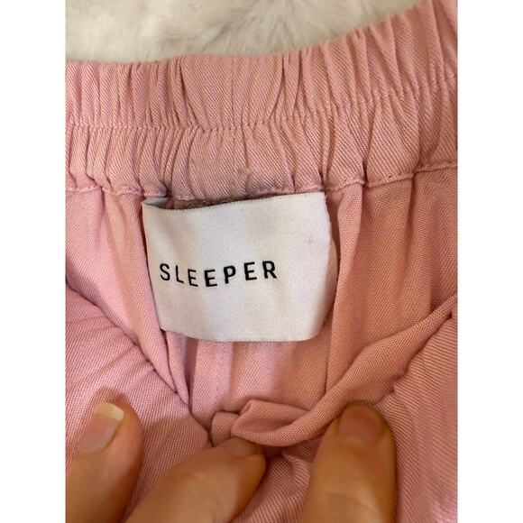 SLEEPER 100% Viscose Pink Ostrich Feather Trim Lounge Party Pajama Pants Size XS - Picture 5 of 13